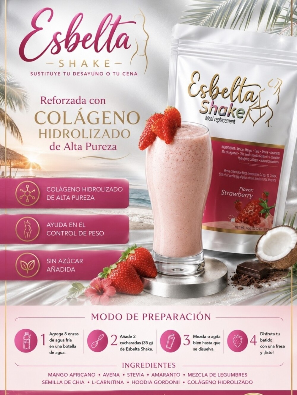 Shake Strawberry Meal Replacement - Pink